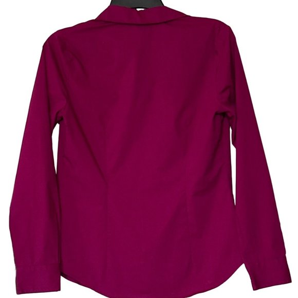 Worthington Brand V-Neck Blouse Burgundy Color Cotton Poly Blend Women's Size 4 - Picture 2 of 15